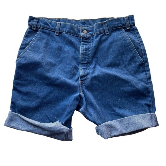 Levis Vintage 80’s Orange Tab 514 Denim Trouser Jean Short Blue Size 36W 10/12 - Picture 1 of 6